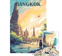 Puzzle de 1000 pièces pour Adolescents Affiche de Voyage Bangkok Thaïlande Cadeau d'anniversaire ou de Noël Une œuvre d'art Jeu Relaxant à partir de 14 Ans (38x52cm)