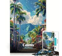 Puzzle de 1000 pièces pour Adolescents,Affiche de Voyage Cairns Australie,découpe Fine,entraînement à la Concentration,Jeu Amusant et Calme,Cadeau de Noël Amusant (38x26cm)