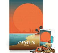 Puzzle de 1000 pièces pour Adolescents Affiche de Voyage Cancun Mexique Découpe précise Jeu Amusant et Relaxant Cadeau d'anniversaire Original (38x26cm)