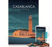 Puzzle de 1000 pièces pour Adolescents Affiche de Voyage Casablanca Découpe précise Jeu Amusant et Relaxant Cadeau d'anniversaire Original (50x75cm)