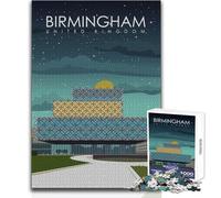 Puzzle de 1000 pièces pour Adolescents - Affiche de Voyage de Birmingham - Jeu Stimulant - Défi Difficile - Idée Cadeau - Dimensions 50x75cm