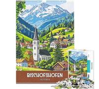 Puzzle de 1000 pièces pour Adolescents Affiche de Voyage de Bischofshofen Autriche Défi Difficile pour Adolescents Idée Cadeau pour Un Anniversaire ou Noël Jeu de réflexion Familial (38x52cm)
