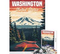 Puzzle de 1000 pièces pour Adolescents Affiche de Voyage de l'État de Washington Jouet éducatif Idée Cadeau d'anniversaire Jeu Amusant Collection d'artistes Beaux-Arts Format 50x75cm