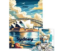 Puzzle de 1000 pièces pour Adolescents Affiche de Voyage de l'Opéra de Sydney défi à relever Course de Vitesse Manuelle Jeux relaxants pour Les 14 Ans et Plus (50x75cm)