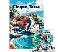 Puzzle de 1000 pièces pour Adolescents Affiche de Voyage des Cinque Terre en Italie Puzzle pour Adultes Jeu Manuel améliore la mémoire Cadeaux Uniques pour Anniversaire et Noël (Taille 38x52cm)