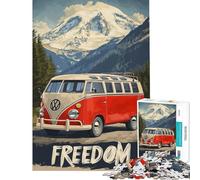 Puzzle de 1000 pièces pour Adolescents Affiche de Voyage du Bus VW Bulli Cadeau d'anniversaire ou de Noël Jouet éducatif et pédagogique à partir de 14 Ans (50x75cm)