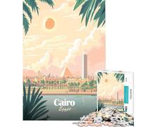 Puzzle de 1000 pièces pour Adolescents Affiche de Voyage du Caire Égypte Jeu Amusant et addictif pour cultiver la Patience Cadeau d'anniversaire pour Toute la Famille (Dimensions 38x52cm)