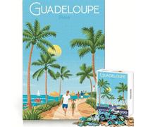 Puzzle de 1000 pièces pour Adolescents Affiche de Voyage en Guadeloupe Jeu de réflexion Artistique à découpe précise Loisirs et Divertissement Décoration de Noël (38x52cm)