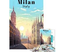Puzzle de 1000 pièces pour Adolescents Affiche de Voyage Milan Italie Jouet éducatif Jeu Familial décoration Murale Cadeau pour Femmes et Hommes (Taille 38x26cm)