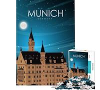 Puzzle de 1000 pièces pour Adolescents Affiche de Voyage Munich Jeu éducatif et ludique Une œuvre d'art Cadeau d'anniversaire (Dimensions 38x26cm)