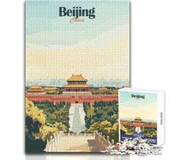 Puzzle de 1000 pièces pour Adolescents - Affiche de Voyage Pékin,Chine - Jeu de défi Unique - Activités familiales - Cadeau d'anniversaire - Dimensions : 38x52cm