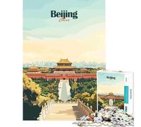 Puzzle de 1000 pièces pour Adolescents Affiche de Voyage Pékin Chine Jeu éducatif et ludique pour Un Anniversaire (Dimensions 38x26cm)