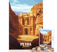 Puzzle de 1000 pièces pour Adolescents Affiche de Voyage Petra Jordanie Décoration intérieure Jouet Cadeau d'anniversaire Jeu éducatif Renforce l'amour Entre Couples Dimensions 38x26cm