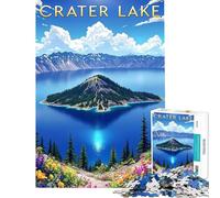 Puzzle de 1000 pièces pour Adolescents Affiche de Voyage pittoresque du lac Crater en Oregon Puzzle pour Adultes Jeu Pratique Analyse et logique Excellent Cadeau pour Les Amateurs de Jeux (50x75cm)