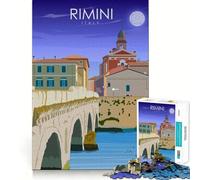 Puzzle de 1000 pièces pour Adolescents,Affiche de Voyage Rimini Italie,Design Finement découpé,Jeu de réflexion,Cadeau,détente et Divertissement pour Un Anniversaire (38x26cm)