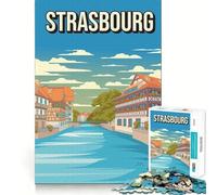 Puzzle de 1000 pièces pour Adolescents Affiche de Voyage Strasbourg France Petite France ﹨u Canal Sharp Cut Craft Jeu cognitif Amusant Jeu pour Les Temps Morts Décoration de Noël pour la Maison