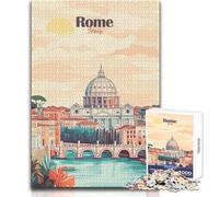 Puzzle de 1000 pièces pour Adolescents - Affiche de Voyage sur Rome, Italie - Idéal pour s'amuser en Famille, développer Son Analyse et sa logique - Cadeau d'anniversaire - Dimensions 38x26cm