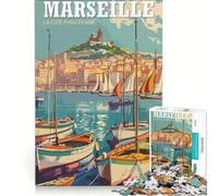 Puzzle de 1000 pièces pour Adolescents Affiche de Voyage Vintage de Marseille Jeu Manuel améliore la mémoire Cadeau Unique pour Un Anniversaire ou Noël 50x75cm