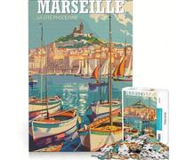Puzzle de 1000 pièces pour Adolescents Affiche de Voyage Vintage de Marseille Jeu Manuel améliore la mémoire Cadeau Unique pour Un Anniversaire ou Noël 38x26cm