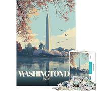 Puzzle de 1000 pièces pour Adolescents Affiche de Voyage Washington DC Jeu éducatif Stimulant œuvre d'art Difficile Cadeau (Taille 38x52cm)