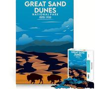 Puzzle de 1000 pièces pour Adolescents Affiche des Grandes Dunes de Sable Découpe Lisse Jeu d'exercice cérébral Activité de détente et d'anniversaire (50x75cm)