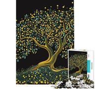 Puzzle de 1000 pièces pour Adolescents Affiche d'olivier Vintage doré Jeu Familial Découpe de précision Cadeau Anti-Stress (Dimensions 50x75cm)