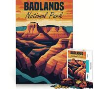 Puzzle de 1000 pièces pour Adolescents,Affiche du Parc National des Badlands,découpe Lisse,Jeu de logique,Moment de détente,Cadeau d'anniversaire ou Loisir (38x52cm)