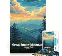 Puzzle de 1000 pièces pour Adolescents Affiche du Parc National des Great Smoky Mountains Découpe Lisse Jeu d'exercice cérébral Activité de détente et d'anniversaire (50x75cm)