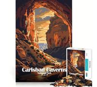 Puzzle de 1000 pièces pour Adolescents Affiche du Parc National des grottes de Carlsbad Découpe serrée Jeu cérébral Amusant et créatif Détente et Divertissement Cadeau Artistique de Noël (50x75cm)