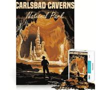 Puzzle de 1000 pièces pour Adolescents Affiche du Parc National des grottes de Carlsbad Jeu de Concentration et de Plaisir Décoration Murale de Noël (38x52cm)