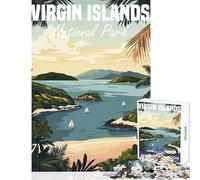 Puzzle de 1000 pièces pour Adolescents Affiche du Parc National des Îles Vierges Décoration Murale Cadeau d'anniversaire Jeu Manuel Collection d'artistes Beaux-Arts Format 50x75cm