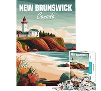 Puzzle de 1000 pièces pour Adolescents Affiche du Phare du Nouveau-Brunswick Jeu Pratique Jouet éducatif idée Cadeau défi Stimulant (Taille 75x50cm)