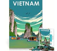 Puzzle de 1000 pièces pour Adolescents Affiche du Vietnam Jeu d'assemblage précis Défi Mental Jouet Moment de détente et de Divertissement Scène de Noël (50x75cm)