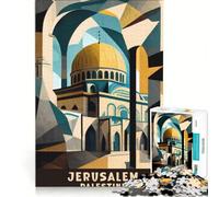 Puzzle de 1000 pièces pour Adolescents Affiche Jérusalem Palestine Jeux de détente activités Amusantes à la Maison Cadeaux d'anniversaire et de Noël Originaux 38x52cm