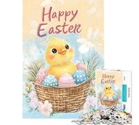 Puzzle de 1000 pièces pour Adolescents Affiche Joyeuses Pâques activités Amusantes à la Maison Jeu de Course de Vitesse Manuelle pour Les 14 Ans et Plus (50x75cm)