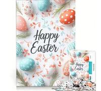Puzzle de 1000 pièces pour Adolescents, Affiche Joyeuses Pâques, Jeu à Monter soi-même, améliore la mémoire, avec Affiche Assortie et fiche de Questions 38x52cm