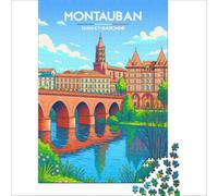 Puzzle de 1000 pièces pour Adolescents Affiche Montauban Décoration intérieure Jeu Impossible Cadeau d'anniversaire 75x50cm