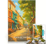 Puzzle de 1000 pièces pour Adolescents, Affiche Place du Tertre à Paris, Jouet Anti-Stress, décoration intérieure, Collection d'artistes, Beaux-Arts 38x52cm