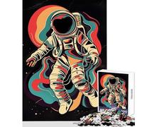 Puzzle de 1000 pièces pour Adolescents Affiche rétro d'astronaute Jeu Anti-Stress Idée Cadeau Jeu Familial pour stimuler Le Cerveau et la dextérité Dimensions 38x26cm
