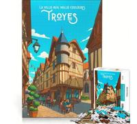 Puzzle de 1000 pièces pour Adolescents, Affiche Troyes, Jeu éducatif, décoration Parfaite, liste de souhaits avec Le Père Noël 38x26cm