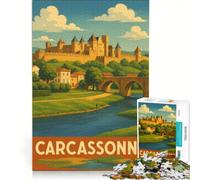 Puzzle de 1000 pièces pour Adolescents, Affiche Vintage Carcassonne, Jeu éducatif, décoration Parfaite, liste de souhaits avec Le Père Noël 50x75cm