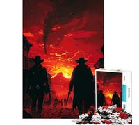 Puzzle de 1000 pièces pour Adolescents Affrontement dans Une Ville de l'Ouest au Coucher du Soleil Défi éducatif Jeu de Construction pour Les 14 Ans et Plus Jeu de Puzzle à Faire soi-même (50x75cm)