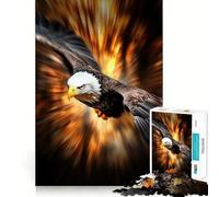 Puzzle de 1000 pièces pour Adolescents Aigle à tête Blanche en vol et à la Chasse,Dessin Net et créatif,Jeu Relaxant,Cadeau Artistique de Noël (38x26cm)