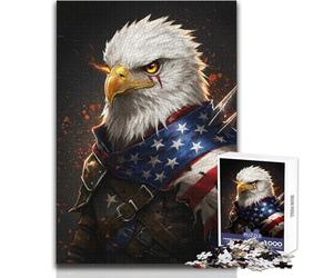 Puzzle de 1000 pièces pour Adolescents - Aigle Guerrier américain - Casse-tête - Jeu Familial - Améliore la mémoire - Cadeau d'anniversaire - Dimensions : 38x26cm
