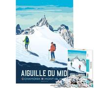 Puzzle de 1000 pièces pour Adolescents Aiguille du Midi Chamonix Mont Blanc Affiches de Voyage Jeu éducatif et ludique pour Toute la Famille Idée Cadeau (Dimensions 38x26cm)