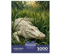 Puzzle De 1000 Pièces pour Adolescents Albino Alligator in Tall Grass Puzzles pour Adultes Difficile, Stimulant Et Amusant À Terminer, Un Jeu Familial Amusant 52x38cm/1000pcs