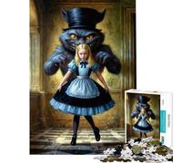 Puzzle de 1000 pièces pour Adolescents Alice et Le Chat du Cheshire Jeu addictif pour cultiver la Patience Casse-tête Décoration Parfaite Cadeau Amusant (Dimensions 38x52cm)