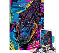 Puzzle de 1000 pièces pour Adolescents Alligator dans l'eau Fluo Jeu de réflexion pour Adultes découpe de précision Difficile et Stimulant (Taille 38x26cm)