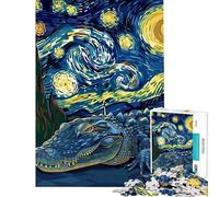 Puzzle de 1000 pièces pour Adolescents Alligator Style Nuit étoilée Jeu Familial Décoration Murale Niveau Difficile et Stimulant (38x52cm)