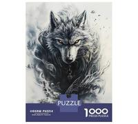 Puzzle De 1000 Pièces pour Adolescents Alpha Wolf with Glowing Eyes Puzzle Jeu Manuel Difficile Difficile Cadeaux pour Les Amis Et La Famille 38x26cm/1000pcs